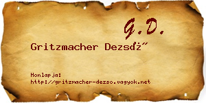 Gritzmacher Dezső névjegykártya